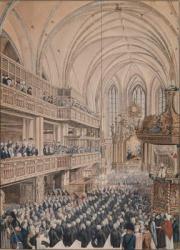 The inauguration of the city councillors in the Church of St. Nicholas, 1808 (pen & ink and w/c on paper) | Obraz na stenu