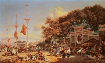 A Market in Macao (oil on canvas) | Obraz na stenu