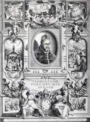 Pope Clement VIII, surrounded by scenes from his life (engraving) | Obraz na stenu
