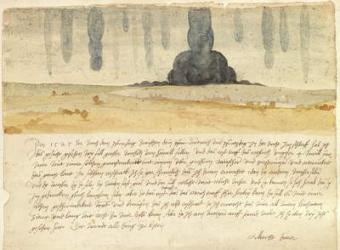 Dream landscape with text, 1526 (pen & ink and w/c on paper) | Obraz na stenu