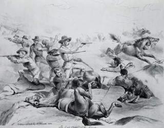 The Last Battle of General Custer, 25th June 1876, c.1882 (litho) (b&w photo) | Obraz na stenu