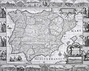 Map of Spain (litho) (b/w photo) | Obraz na stenu