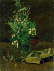 Still Life with a Bunch of Flowers and a Bible, 1872 (oil on canvas) | Obraz na stenu