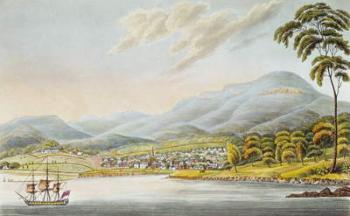 View of Hobart Town, 1824 (coloured engraving) | Obraz na stenu