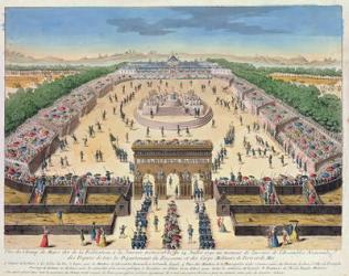 View of the Champs de Mars, 14th July 1790 (coloured engraving) | Obraz na stenu