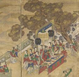 Dongwanggong, detail from The Banquet of Seowangmo, c.1800 (ink, color and gold on silk) | Obraz na stenu