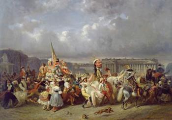 Carnival in the Place de la Concorde, Paris, c.1845 (oil on canvas) | Obraz na stenu