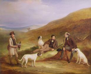 Edward Horner Reynard and his Brother, George, Grouse Shooting with the Keeper, Tully Lamb, at Middlesmoor, Yorkshire, 1836 (oil on canvas) | Obraz na stenu