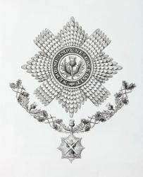 Star, Collar and Badge of the Order of the Thistle. From The Cyclopaedia or Universal Dictionary of Arts, Sciences and Literature by Abraham Rees, published London 1820. | Obraz na stenu