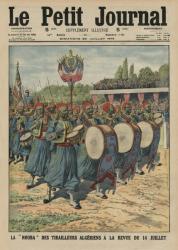 Musical section of the Algerian infantrymen parading at the review of the 14th July, front cover illustration from 'Le Petit Journal', supplement illustre, 20th July 1913 (colour litho) | Obraz na stenu