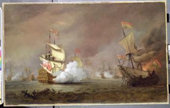 Sea Battle of the Anglo-Dutch Wars, c.1700 (oil on canvas) | Obraz na stenu