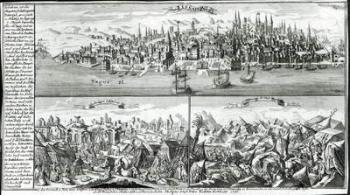 The city of Lisbon before, during and after the Earthquake of 1755 (engraving) (b/w photo) | Obraz na stenu