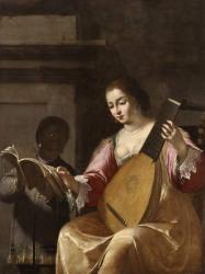 Woman Playing a Lute, 1638 (oil on canvas) | Obraz na stenu