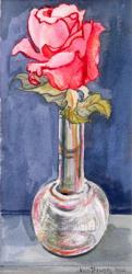 Pink Rose in a Bud Vase, 2000. Water colour on handmade paper | Obraz na stenu