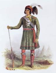 Osceola or 'Rising Sun', a Seminole Leader, 1838, illustration from 'The Indian Tribes of North America, Vol.2', by Thomas L. McKenney and James Hall, pub. by John Grant (colour litho) | Obraz na stenu