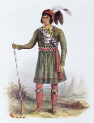 Osceola or 'Rising Sun', a Seminole Leader, 1838, illustration from 'The Indian Tribes of North America, Vol.2', by Thomas L. McKenney and James Hall, pub. by John Grant (colour litho) | Obraz na stenu