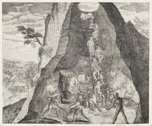Quaint Picture of the Toilers in the Mines of Potosi, from Gottfried's 'Historia Antipodum', pub. in 1655, from 'The Romance of the River Plate', Vol. I, by W. H. Koebel, 1914 (engraving) | Obraz na stenu