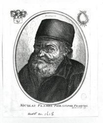 Nicolas Flamel (c.1330-1418) engraved by Balthazar Moncornet (c.1600-68) (engraving) (b/w photo) | Obraz na stenu
