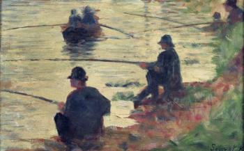 Anglers, Study for 'La Grande Jatte', 1883 (oil on panel) | Obraz na stenu