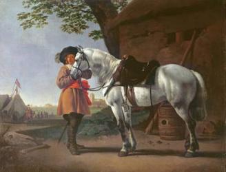 A Cavalier with a Grey Horse (oil on panel) | Obraz na stenu
