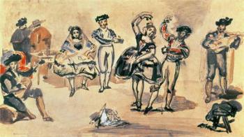 Spanish Dancers, 1862 (w/c, pencil and ink) | Obraz na stenu