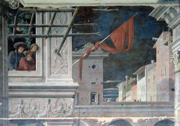 The Martyrdom of St. Christopher, detail of the buildings, c.1450-56 (fresco) | Obraz na stenu