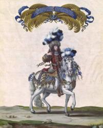 The Prince of Conde as the Emperor of Turkey, part of the Carousel Given by Louis XIV (1638-1715) in Front of the Tuileries, 5th June 1662 (coloured engraving) | Obraz na stenu