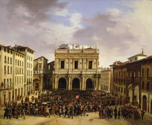The People of Brescia gathered in the Piazza della Loggia 23rd March 1849 (oil on canvas) | Obraz na stenu