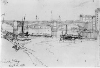 Sketch of London Bridge, 1860 (pencil on paper) (b/w photo) | Obraz na stenu