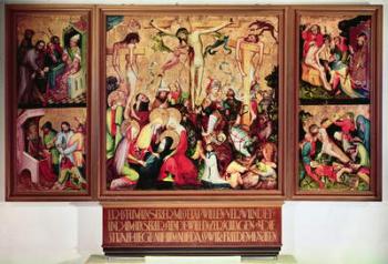 The Crucifixion, triptych with side panels depicting scenes from the Passion (tempera on panel) | Obraz na stenu