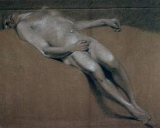 Study of a recumbent male nude (chalk on paper) | Obraz na stenu