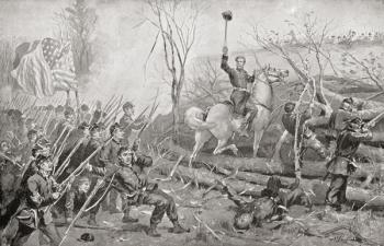 General Grant at the Battle of Fort Donelson in 1862 during the American Civil War. From Famous Men and Great Events of the 19th century. | Obraz na stenu