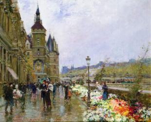 Flower Sellers by the Seine | Obraz na stenu