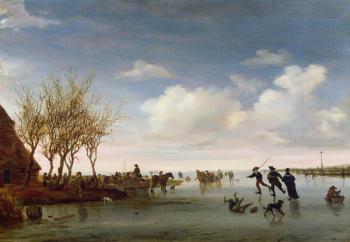 Dutch landscape with Skaters (oil on panel) | Obraz na stenu