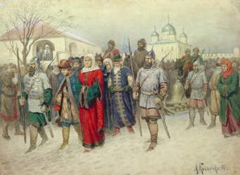 Joining of Great Novgorod, Novgorodians Departing to Moscow, 1880 (w/c on paper) | Obraz na stenu