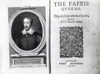 Portrait of Edmund Spenser and the frontispiece to his poem 'The Faerie Queene' , originally published in 1590 (engraving) | Obraz na stenu