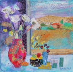 Flowers in the Window 2014, acrylic/paper collage | Obraz na stenu