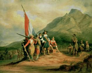 The Landing of Jan van Riebeeck (1619-77) 6th April 1652, 1850 (oil on canvas) | Obraz na stenu