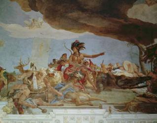 America, one of the Four Continents from the ceiling of the 'Treppenhaus', 1750-53 (fresco) (see also 112348 and 168392) | Obraz na stenu