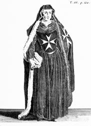 Canoness of the Order of St. John of Jerusalem during the Rhodian period, illustration from 'Histoire et Costumes des Ordres Monastiques' by Pierre Helyot (1660-1716) (engraving) | Obraz na stenu