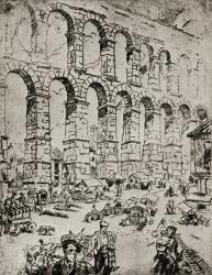 The Aqueduct at Segovia (engraving) | Obraz na stenu
