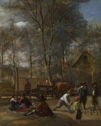 Skittle Players outside an Inn, c.1660-63 (oil on panel) | Obraz na stenu