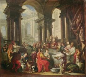 A Feast held in a Circular Portico of the Ionic Order, c.1720-25 (oil on canvas) | Obraz na stenu
