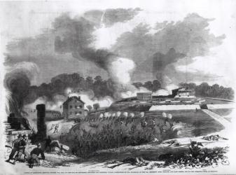 The Battle of Lexington, Missouri, 17th-20th September 1861, from 'Frank Leslie's Pictorial History of the American Civil War', 1862 (engraving) (b&w photo) | Obraz na stenu