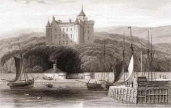 19th century view of Dunrobin Castle, Sutherland, Scotland. From Churton's Portrait and Lanscape Gallery, published 1836. | Obraz na stenu