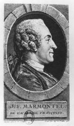 Portrait of Jean Francois Marmontel (1723-99) engraved by Augustin de Saint-Aubin (1736-1807) 1765 (engraving) (b/w photo) | Obraz na stenu