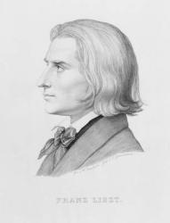 Franz Liszt, engraved by Gonzenbach (engraving) | Obraz na stenu