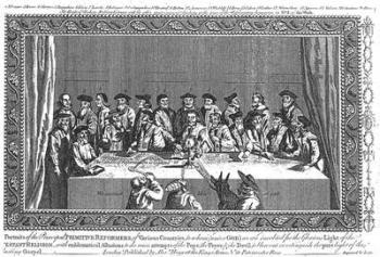 'The Candle of Reformation is Lighted': Meeting of Protestant Reformers from Various Countries, engraved by Lodge (engraving) (b/w photo) | Obraz na stenu