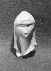 Head of a Woman known as Venus of Brassempouy, c. 21000 BC (stone) (b/w photo) | Obraz na stenu