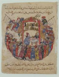 Ms c-23 f.165a A Doctor Performing a Bleeding in a Crowd of Curious People, from 'The Maqamat' (The Meetings) by Al-Hariri, c.1240 (vellum) | Obraz na stenu